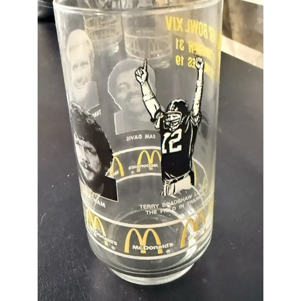 Vintage 1980 McDonald’s Super Bowl XIV Pittsburgh Steelers Glasses Set of 4